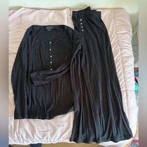 Hatch Pregnancy Pointelle Black Two-Piece Lounge Set